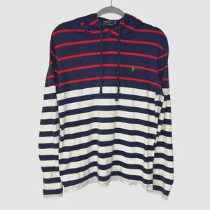 Polo Ralph Lauren Hoodie Men's Small Striped Cotton Pullover Striped Top